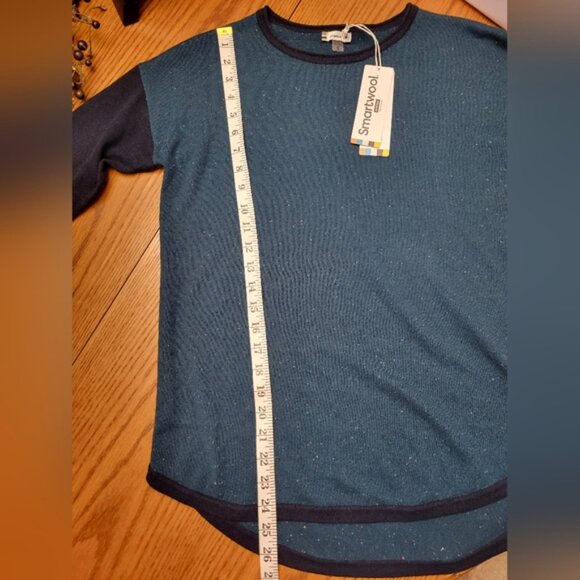 NWT Smartwool Shadow Pine Colorblock Crew Sweater Twilight Blue Donegal Small - Picture 10 of 12